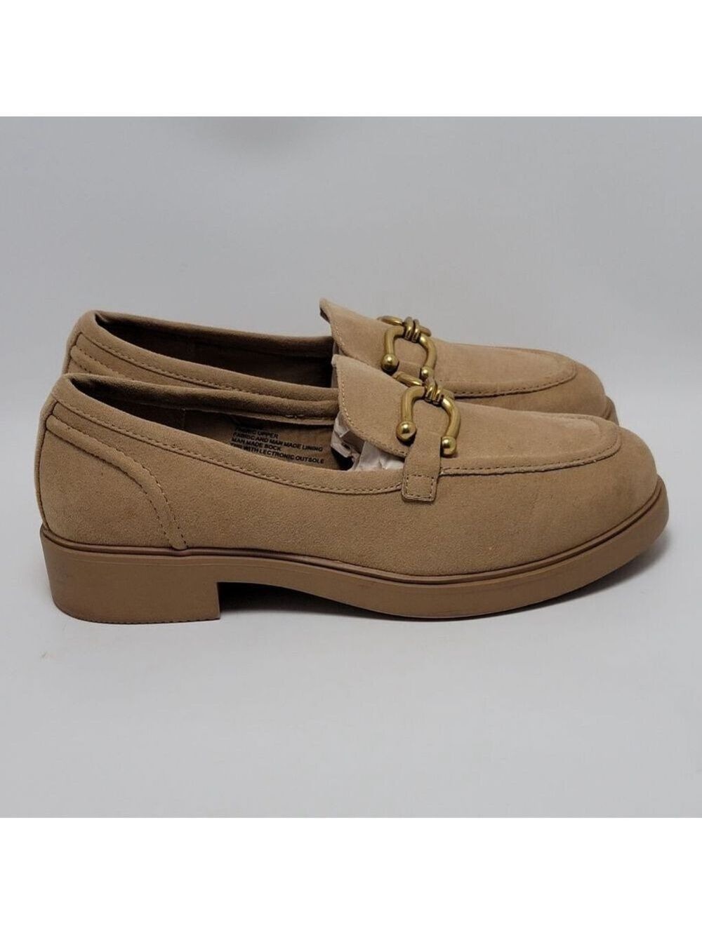 Torrid Clean Faux Suede Chunky Buckle Platform Tan Loafers Size 10 WW
